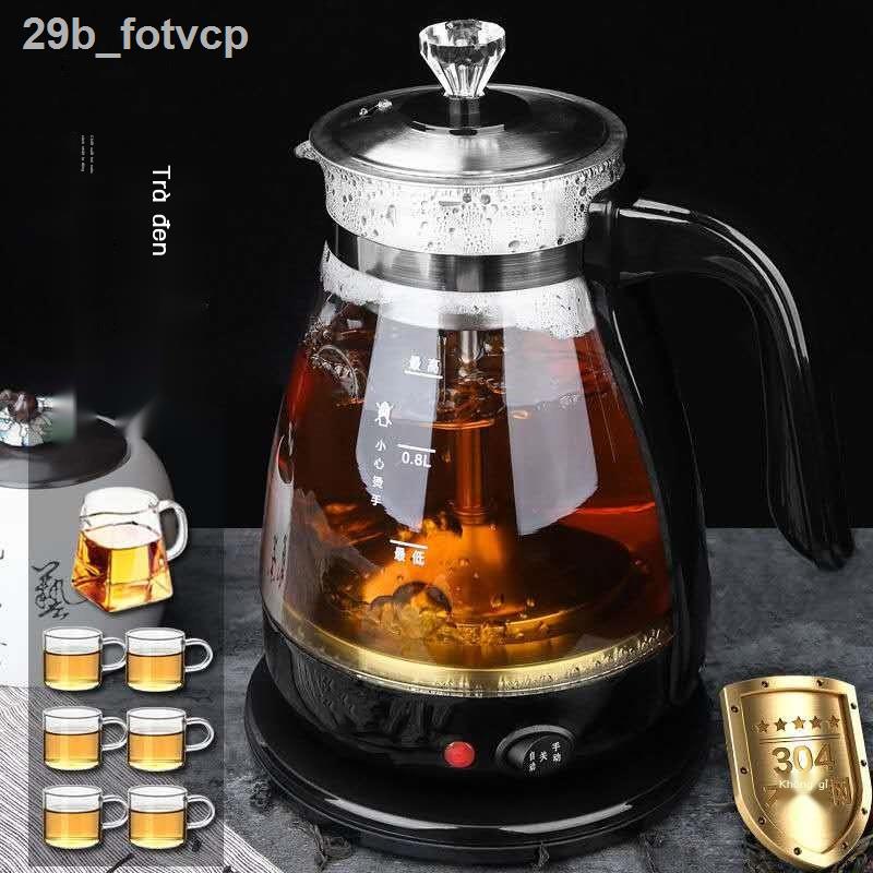 29b_fotvcpMáy pha trà hơi nước đa chức năng nồi thủy tinh dày cách nhiệt ấm đen Anua Pu er điện đun