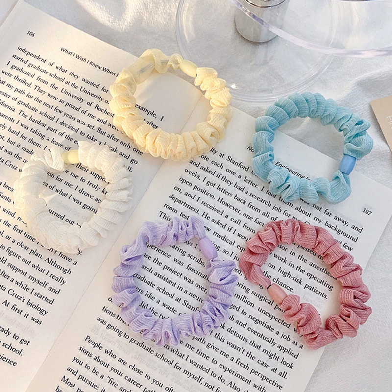 Dây buộc tóc scunchies loại nhỏ màu pastel phong cách Hàn Quốc cực xinh xắn
