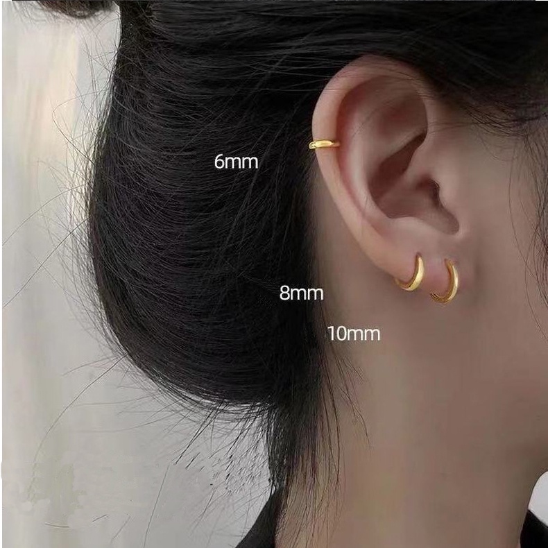 Khuyên Tai Tròn Nhỏ Bằng Thép Không Gỉ Mạ Vàng Thời Trang Cho Nam Và Nữ KAE306