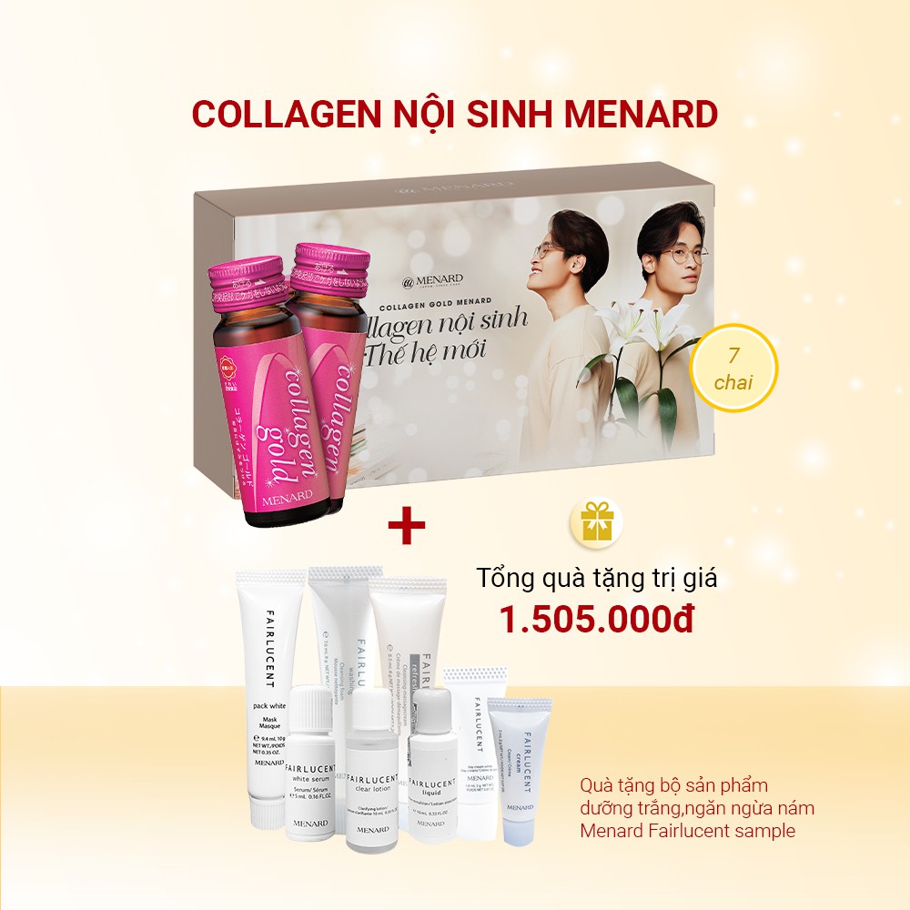 Collagen Gold MENARD 7 chai x 30ml + Tặng bộ dưỡng trắng Fairlucent Trial Kit