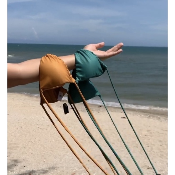 Áo bơi BOLD BIKINI dáng tam giác cột dây màu xanh