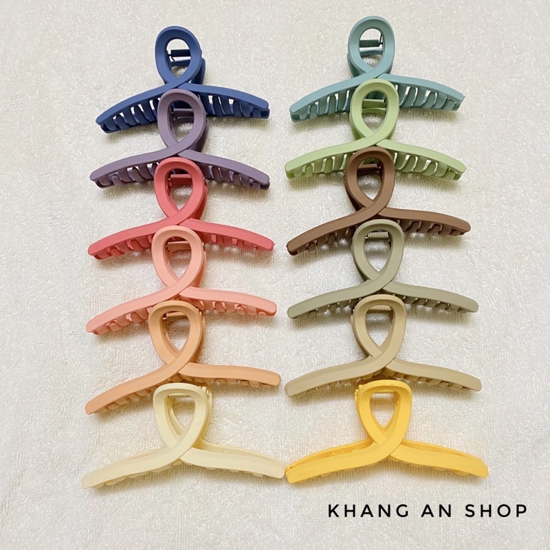 Kẹp tóc càng cua 16 răng nhựa màu trơn phong cách Hàn Quốc