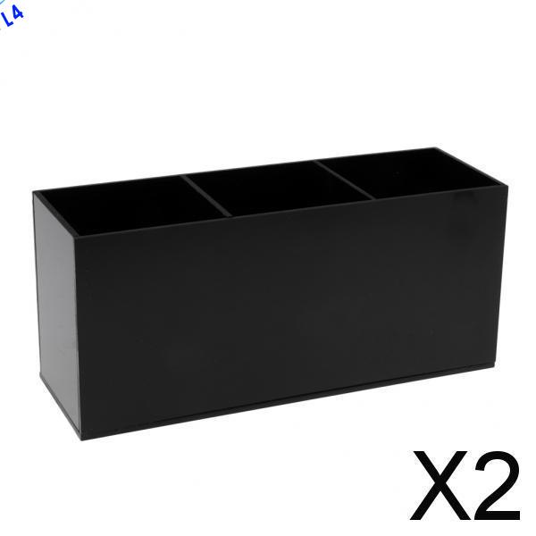 (Hàng Mới Về) Set 2 Khay Đựng Cọ Trang Điểm 3 Ngăn Tiện Dụng Đứng