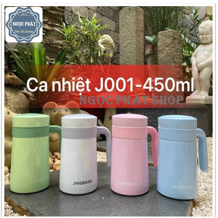 Ca giữ nhiệt Inox 304, dung tích 450ml J001 có tay cầm