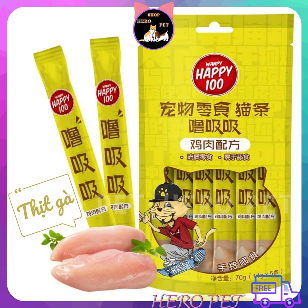 Súp thưởng Wanpy Happy 100 Cho Mèo 1 gói 5 thanh - HERO PET