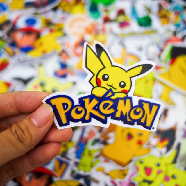Sticker pokemon 30 cái ép lụa , sticker picachu các mẫu khác nhau