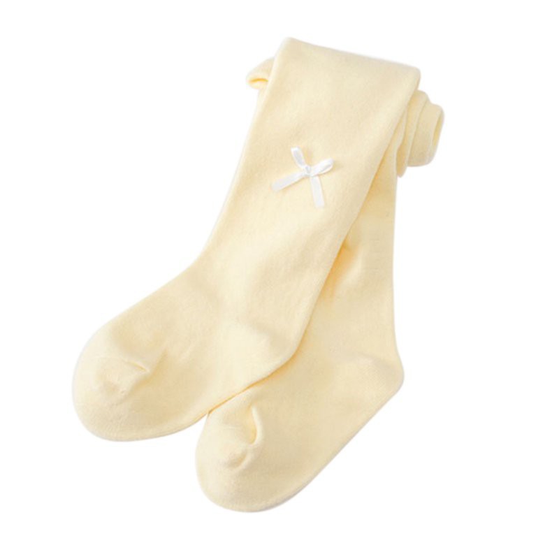 Quần tất cotton màu trơn trang trí nơ bướm ấm áp cho bé gái