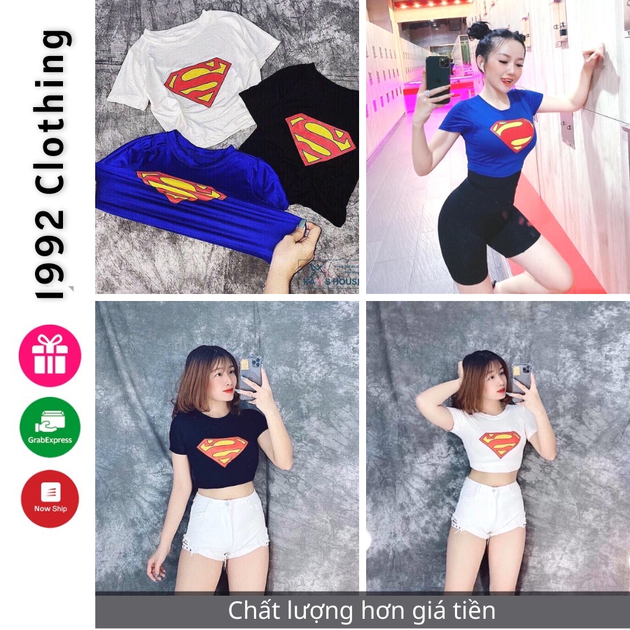 Áo Croptop Có Tay In Superman - Thời trang nữ form rộng mã CT26