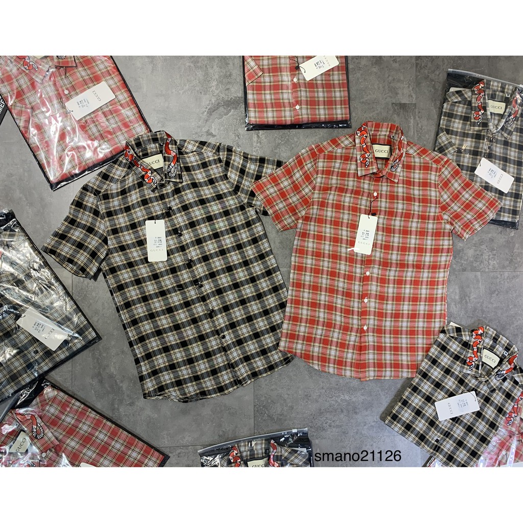 ✅[KÈM VIDEO] Aó sơ mi ngắn tay thêu đường nét hình con rắn | BigBuy360 - bigbuy360.vn