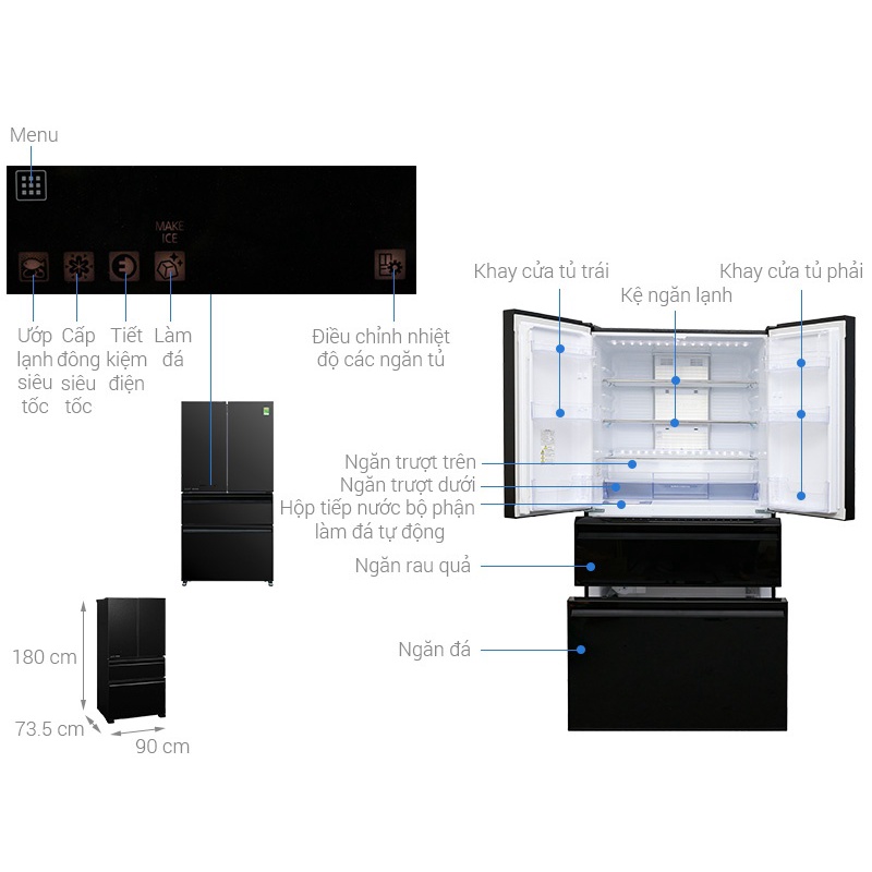Tủ lạnh Mitsubishi Electric Inverter 564 lít MR-LX68EM-GBK-V