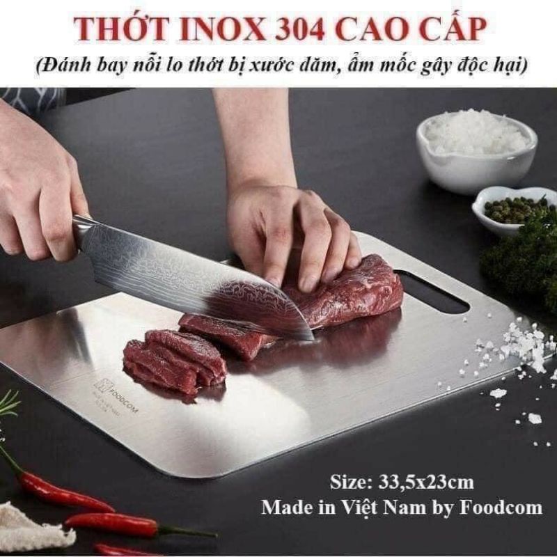 Thớt inox  CAO CẤP  thớt inox kháng khuẩn tốt, vệ sinh dễ dàng vô cùng tiện lợi