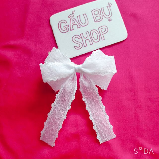 Kẹp tóc nơ ren / kẹp tóc tiểu thư đuôi dài - Gấu bự shop