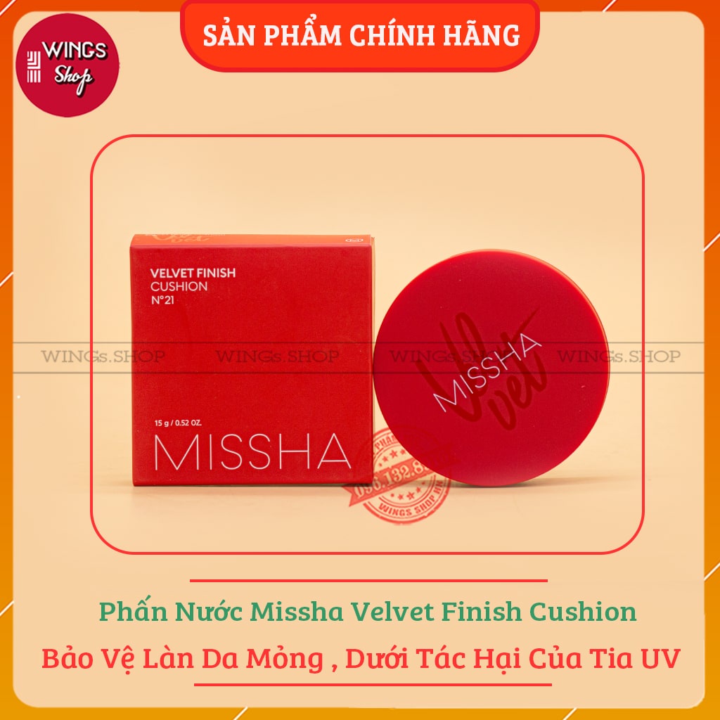 Phấn nước Missha Velvet Finish Cushion SPF50+ PA+++ 15g (Vỏ đỏ) | Wings Shop