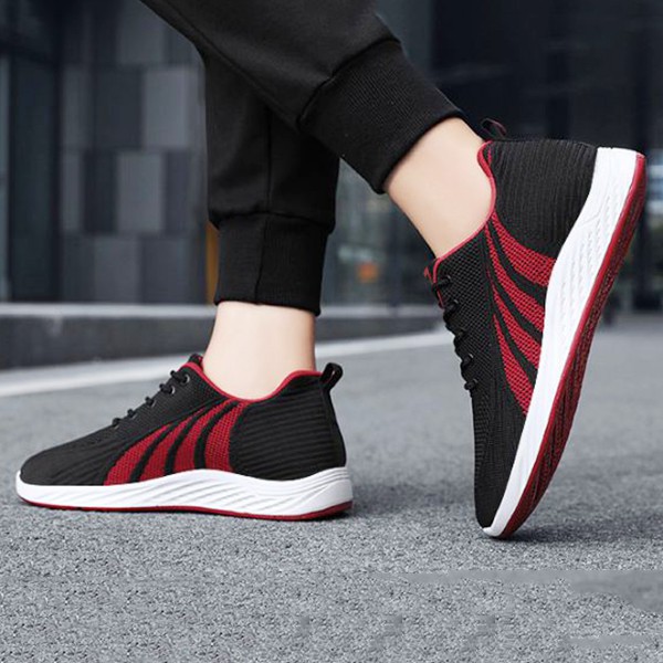 [FULL SIZE] Giày nam giày thể thao sneaker cổ thấp thời trang cực chất ĐEN SỌC ĐỎ cao cấp - SSPZN01