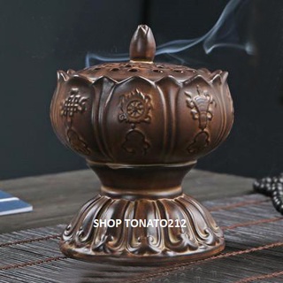Xông trầm trầm hương lư hương sứ 28 cao 12cm tặng 3 nụ trầm