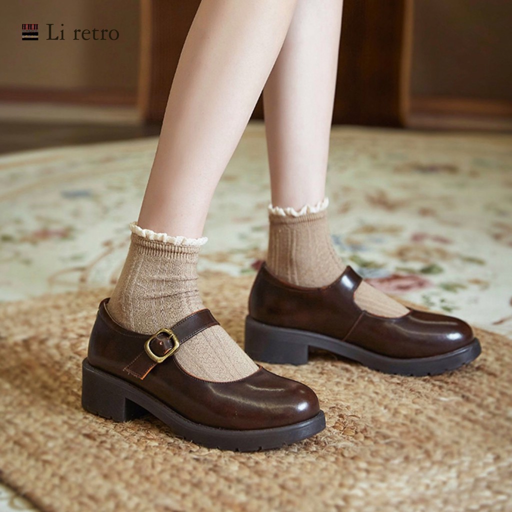 Giày Basic Mary Jane 4.5 - Giày da nữ vintage Li retro