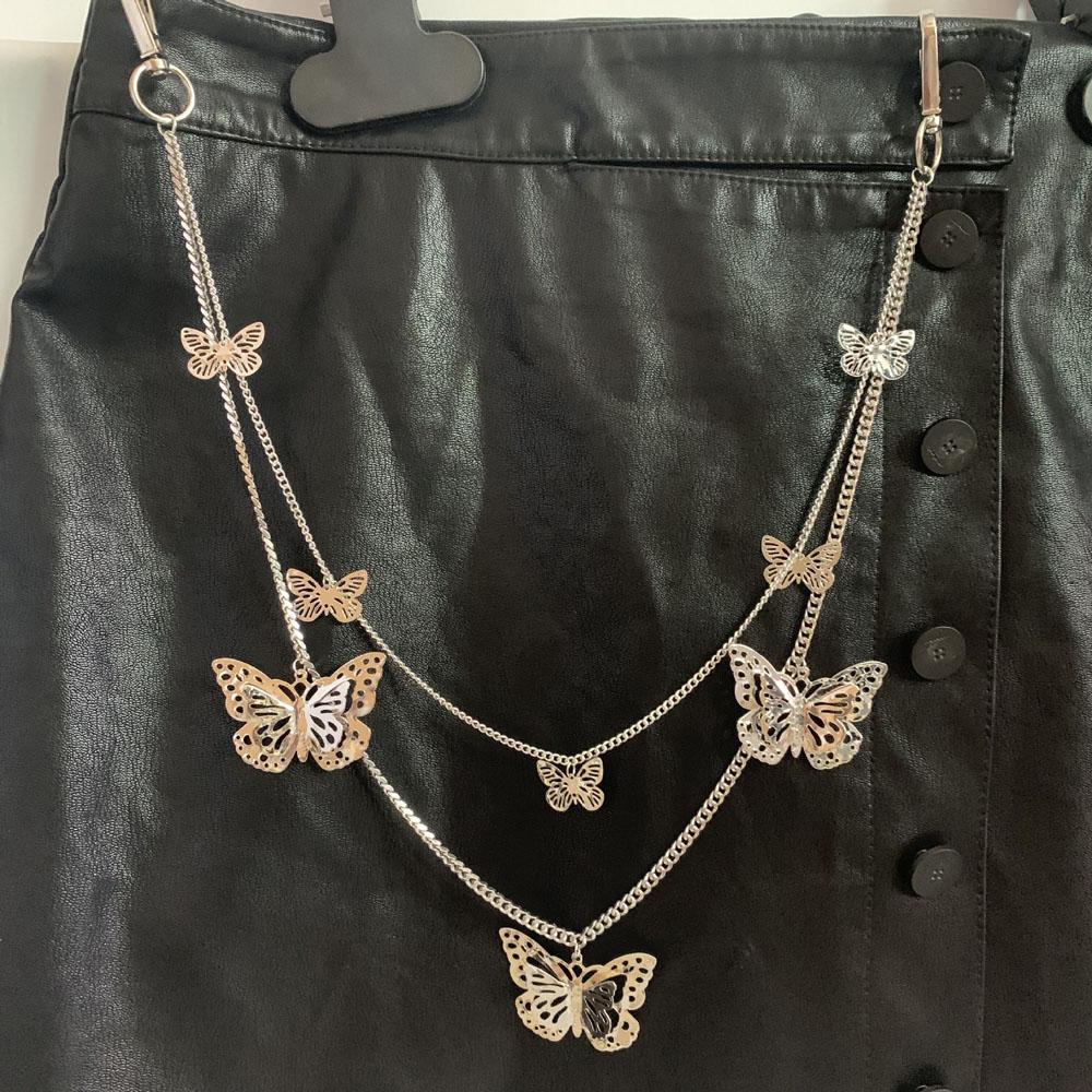 Dây Xích Đeo Thắt Lưng Quần Jean Hai Lớp Họa Tiết Bướm Rỗng Cho Nam Và Nữ