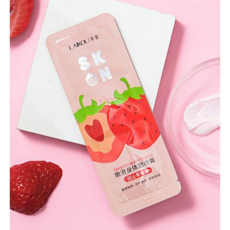 Set 2 gói Tẩy Tế Bào Chết Body Laikou Chiết Xuất Bơ Dâu Tây