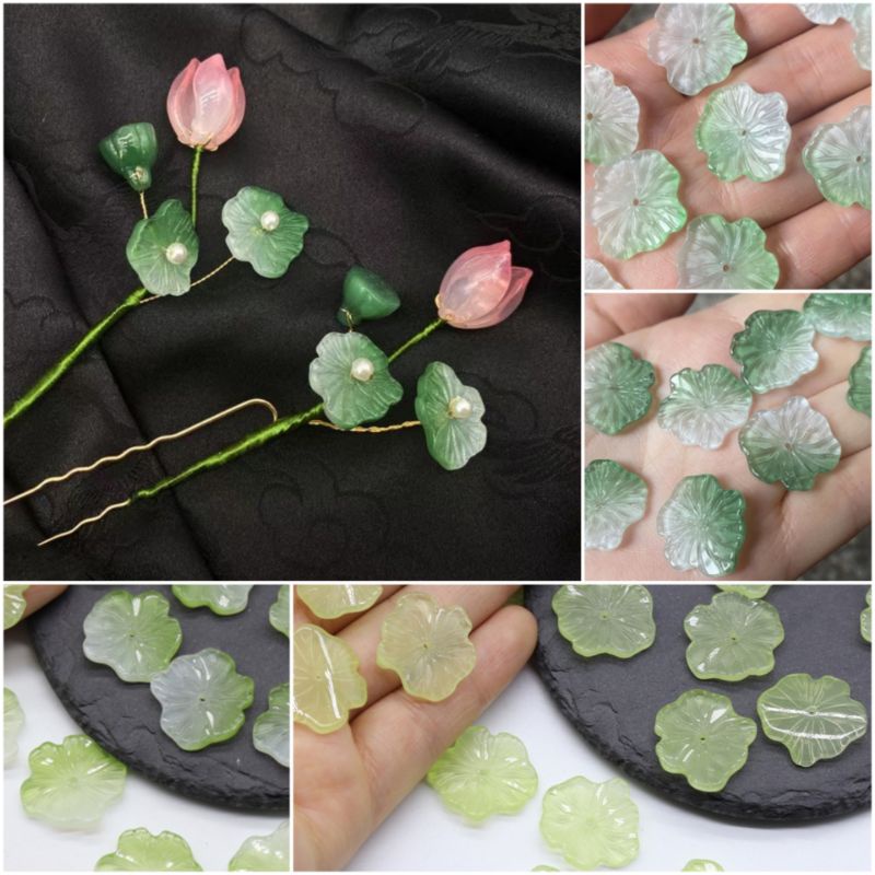 Set 10 lá sen 20x22mm -  - Nguyên liệu làm cài tóc cô dâu, cài tóc cổ trang thủ công, handmade DIY