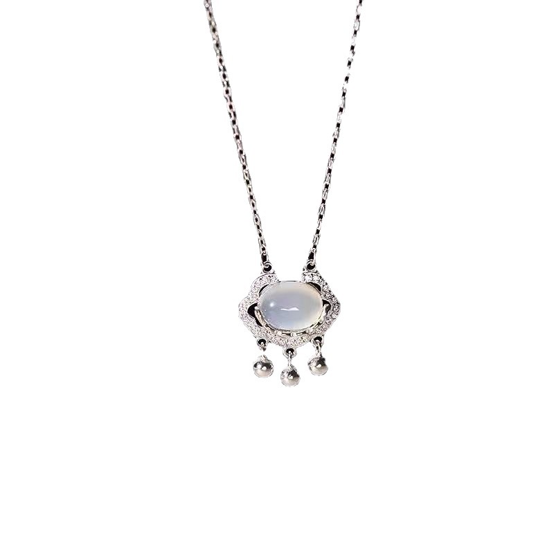 Vòng cổ Bạc Sterling Mặt Chuông Và Ổ Khóa An Toàn Cho Nữ