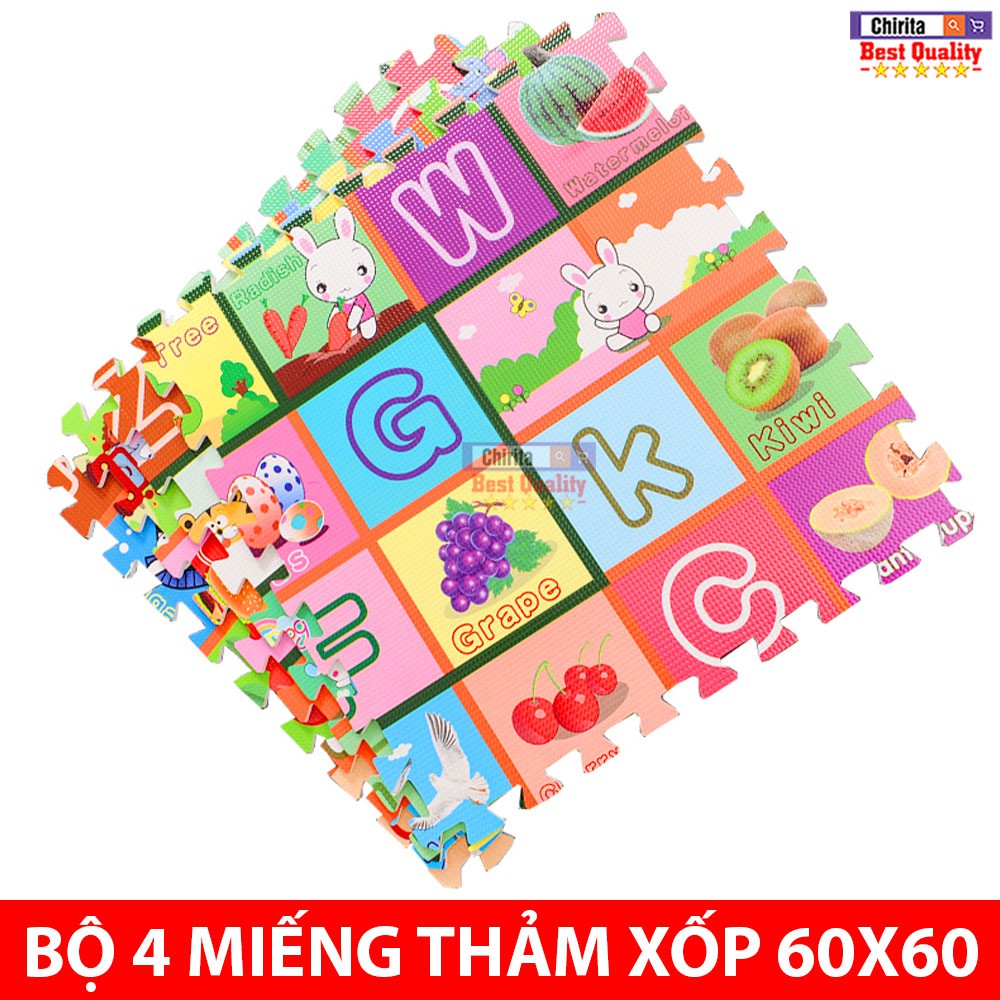 Bộ 4 Miếng Thảm Xốp Hình Lót Sàn Cho Bé - Kích Thước 60x60