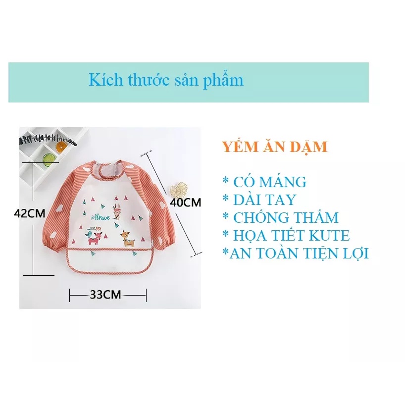 Áo Yếm Ăn Dặm Cho Bé BLW Cao Cấp Chống Thấm Nước, Có Máng Chứa Thức Ăn Rơi