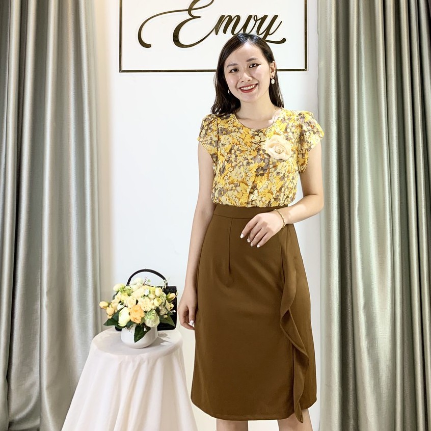 Váy xòe công sở sơ mi kèm chân váy Emvy fashion