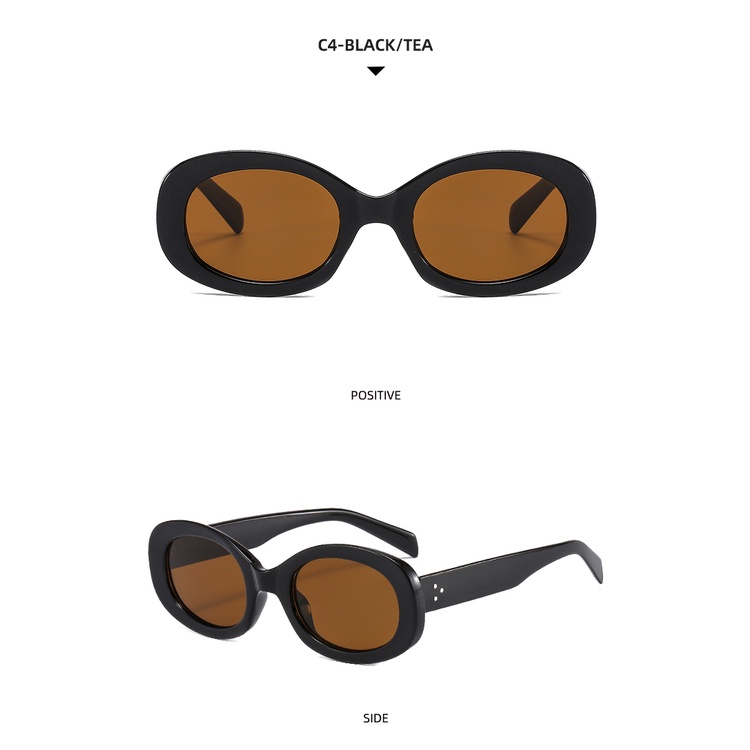 Kính mát gọng kim loại hình bầu dục phong cách Âu Mỹ thời trang 2021