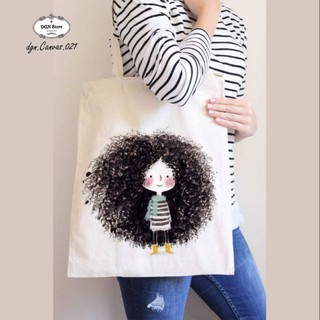 Túi tote vải mềm TT118 CÔ GÁI TÓC XÙ (có hình chụp thật)
