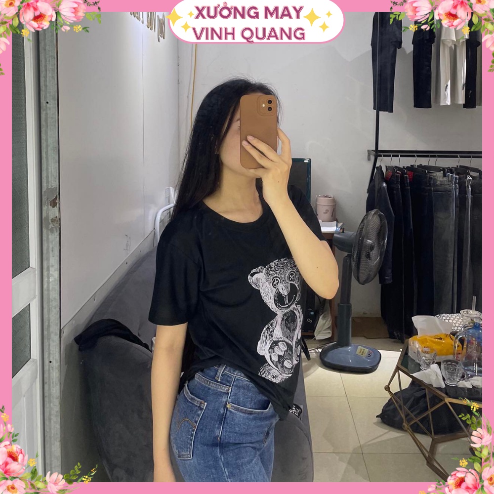 Áo phông nữ ngắn tay thời trang in hình gấu siêu cute,chất liệu cotton | BigBuy360 - bigbuy360.vn