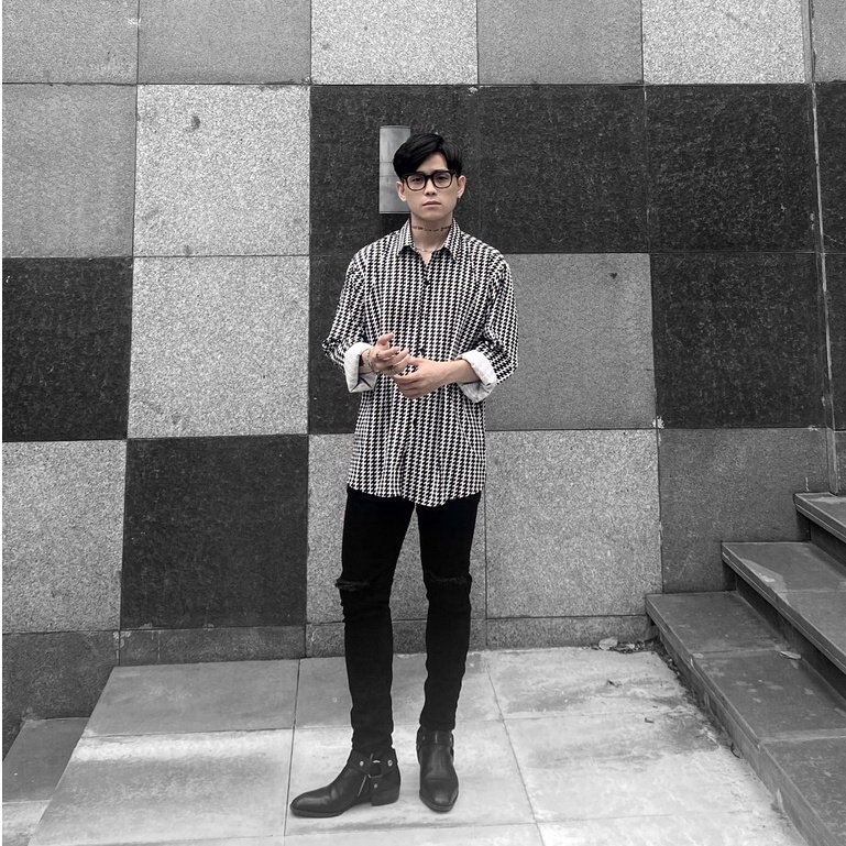 Áo sơ mi nam hoạ tiết SILVER GREY BOIZ vải lụa form rộng unisex