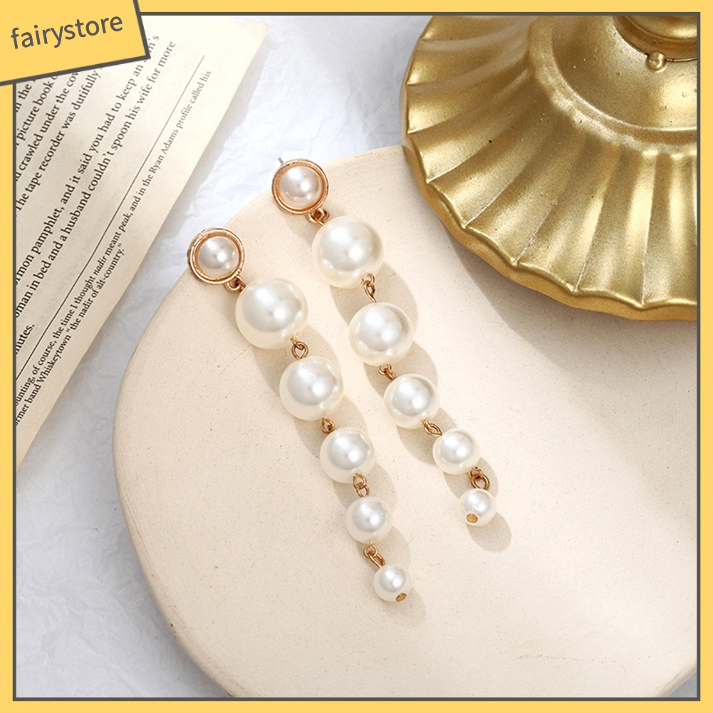 Hoa Tai Dáng Dài Đính Ngọc Trai Giả Xinh Xắn