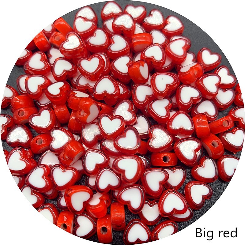 Bộ 50 Hạt Xỏ Hình Trái Tim 8mm Làm Trang Sức Thủ Công