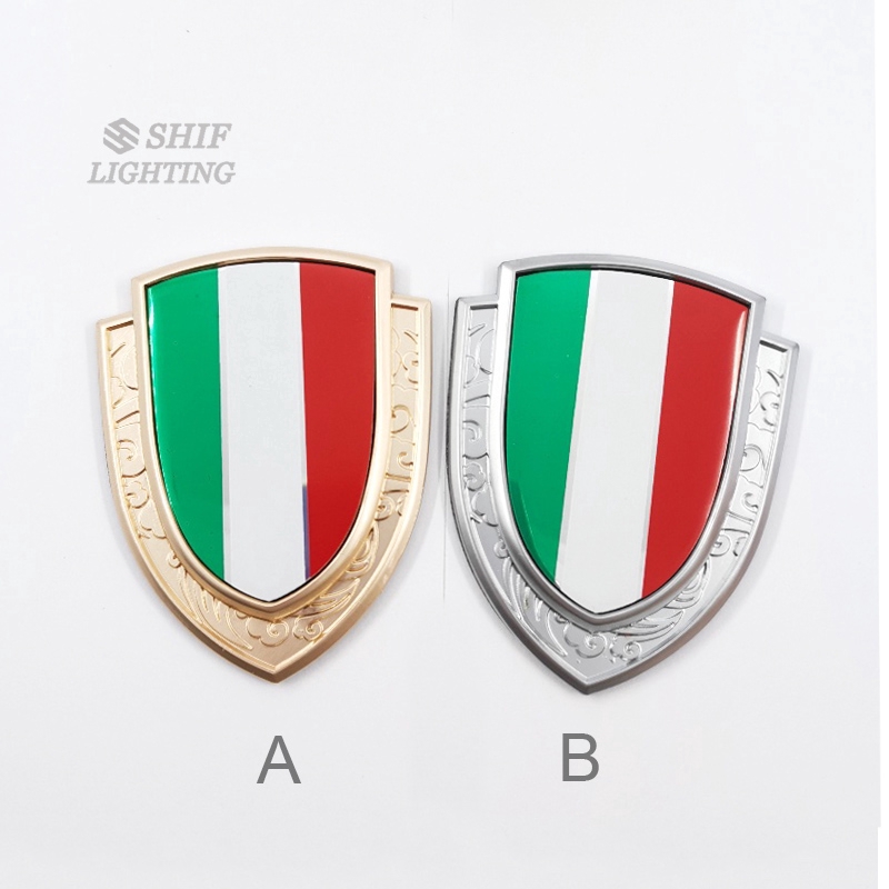 Huy hiệu kim loại cờ Ý trang trí sau xe ô tô