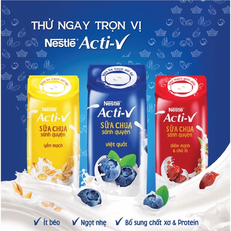 Thùng 48 hộp sữa chua uống yến mạch nestle Acti-v