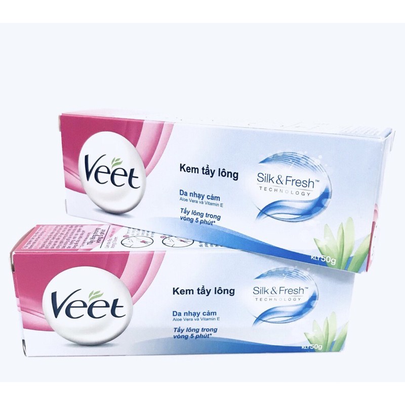 KEM TẨY LÔNG VEET SILK &amp; FRESH 50g DA NHẠY CẢM (Xuất xứ Pakistan)