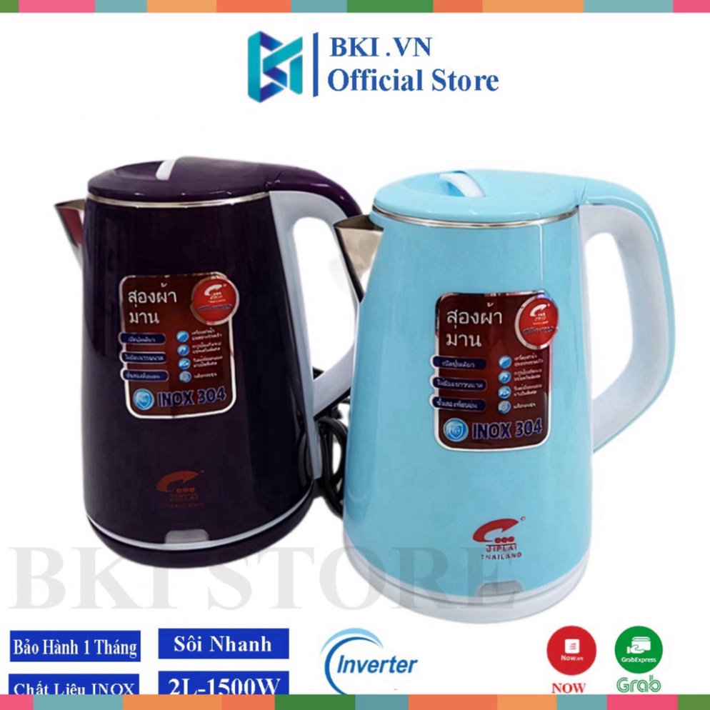 Ấm Siêu Tốc JIPLAI THÁI LAN Cao Cấp 2.5L 2 Lớp Cách Nhiệt, Ấm Đun Siêu Tốc 2 Lớp Loại Lớn, Nồi Đun Nươc Tiện Lợi freeshi