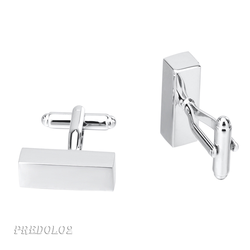 [Predolo2] Khuy Măng Sét Hình Chữ Nhật Bằng Đồng Bạc Cho Đám Cưới