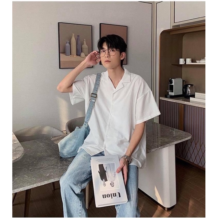 Sơ Mi cổ vest tay ngắn chất lụa hàn quốc nam/nữ
