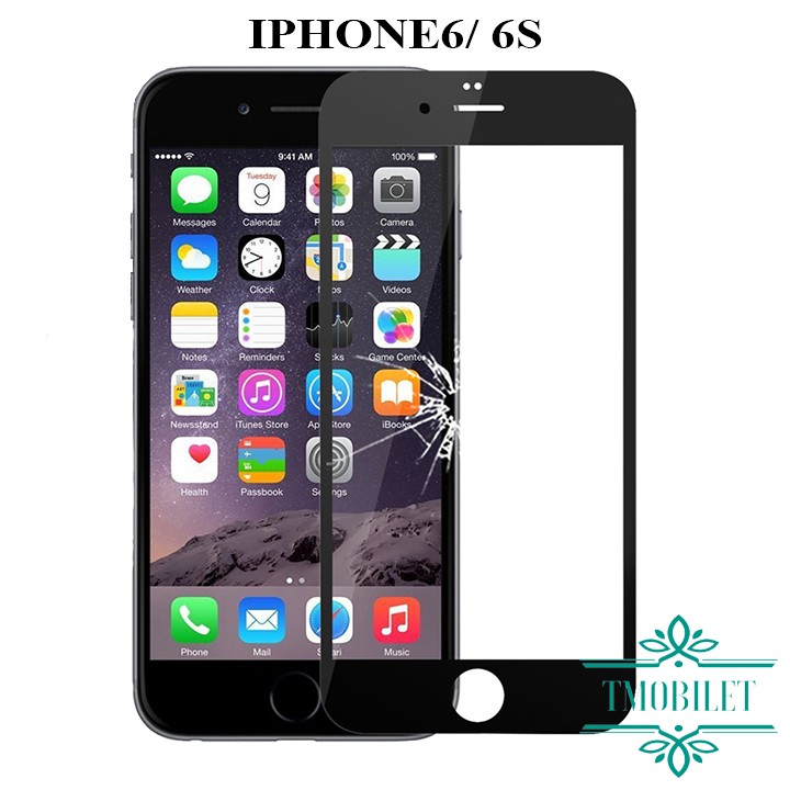 Kính Cường Lực Apple iPhone 6/ 6s 99D Full Màn Full Keo - Miếng Dán Màn HÌnh Cao Cấp - Màu Đen