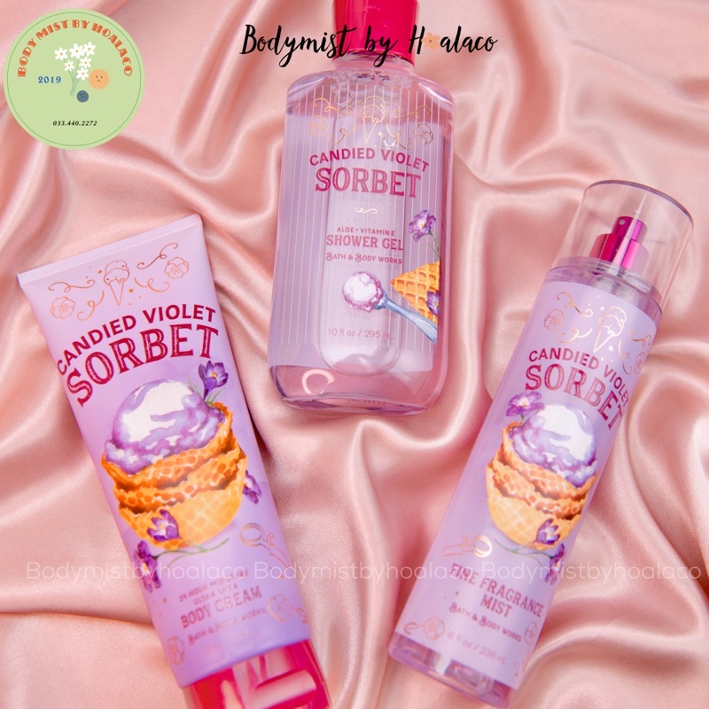 Xịt thơm toàn thân CANDIED VIOLET SORBET | BODY MIST Bath &amp; Body Works