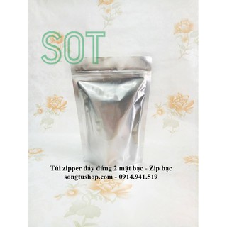 1kg Túi zipper đáy đứng 2 mặt bạc