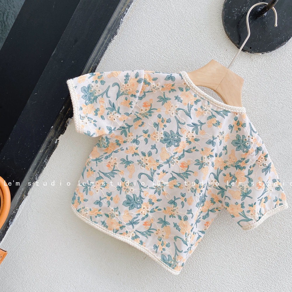 Set Đồ Mùa Hè 5 Món Gồm Áo Sơ Mi Cotton Trơn + Quần Ngắn Thoải Mái Phong Cách Hàn Quốc Cho Bé Gái