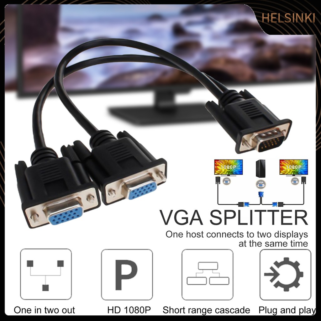 Dây Cáp Chuyển Đổi 1 Cổng Mini Sang 2 Cổng Vga Cho Laptop Máy Tính Để Bàn Pc