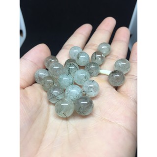 Hạt tròn Light Green Rutilated Quartz - Handmade