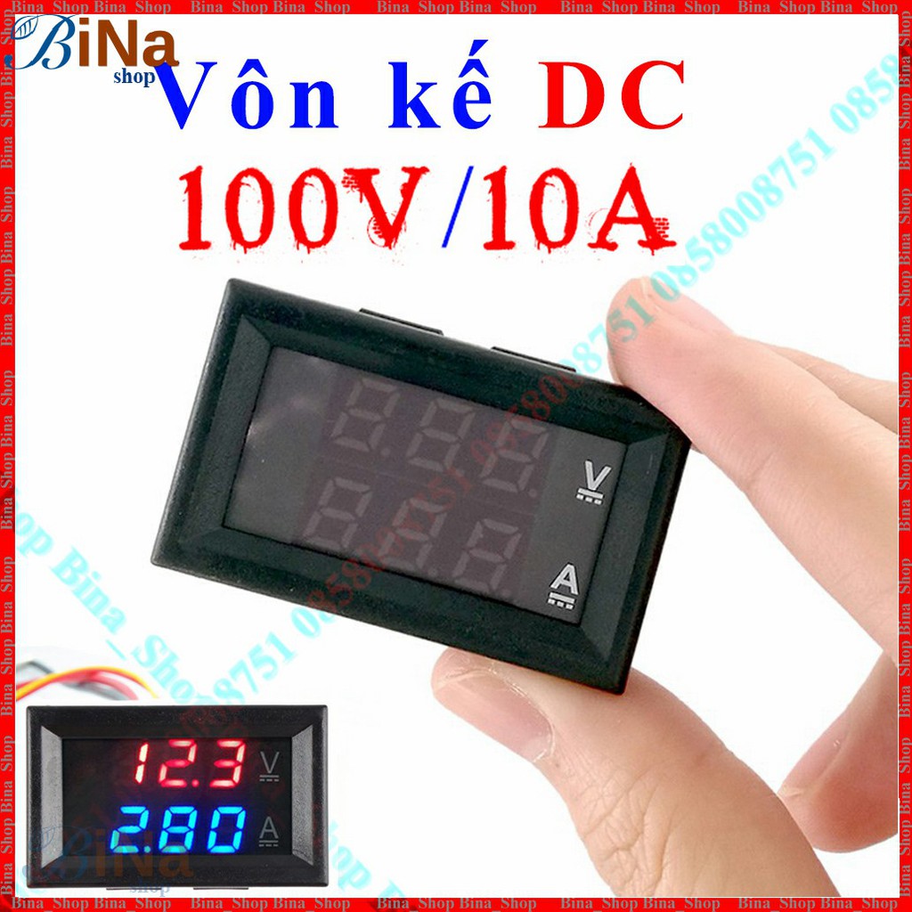 Vôn kế điện tử 100V/10A Vôn kế DC đo dòng và áp