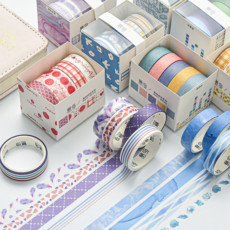 Set 5 Cuộn Băng Keo Washi Flowertree Trang Trí Đa Năng