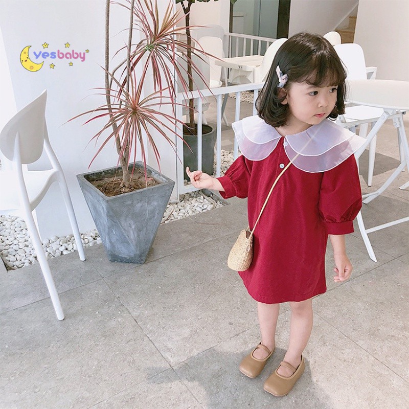 COD Đầm con gái Đầm công chúa màu trơn dễ thương cho bé gái YESBABY