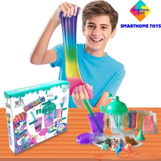 Kit làm slime sắc màu vui nhộn - bộ đồ chơi slime mây cầu vồng an toàn cho bé - smarthome toys