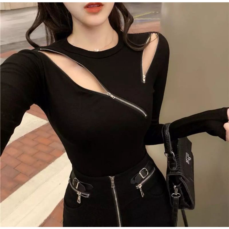 |ORDER TAOBAO| Áo thun ôm có khóa kéo sexy